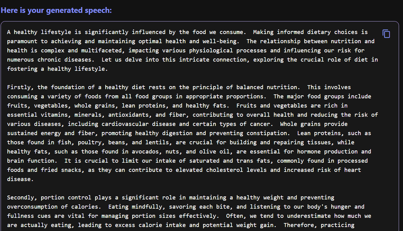 Speech Generator AI