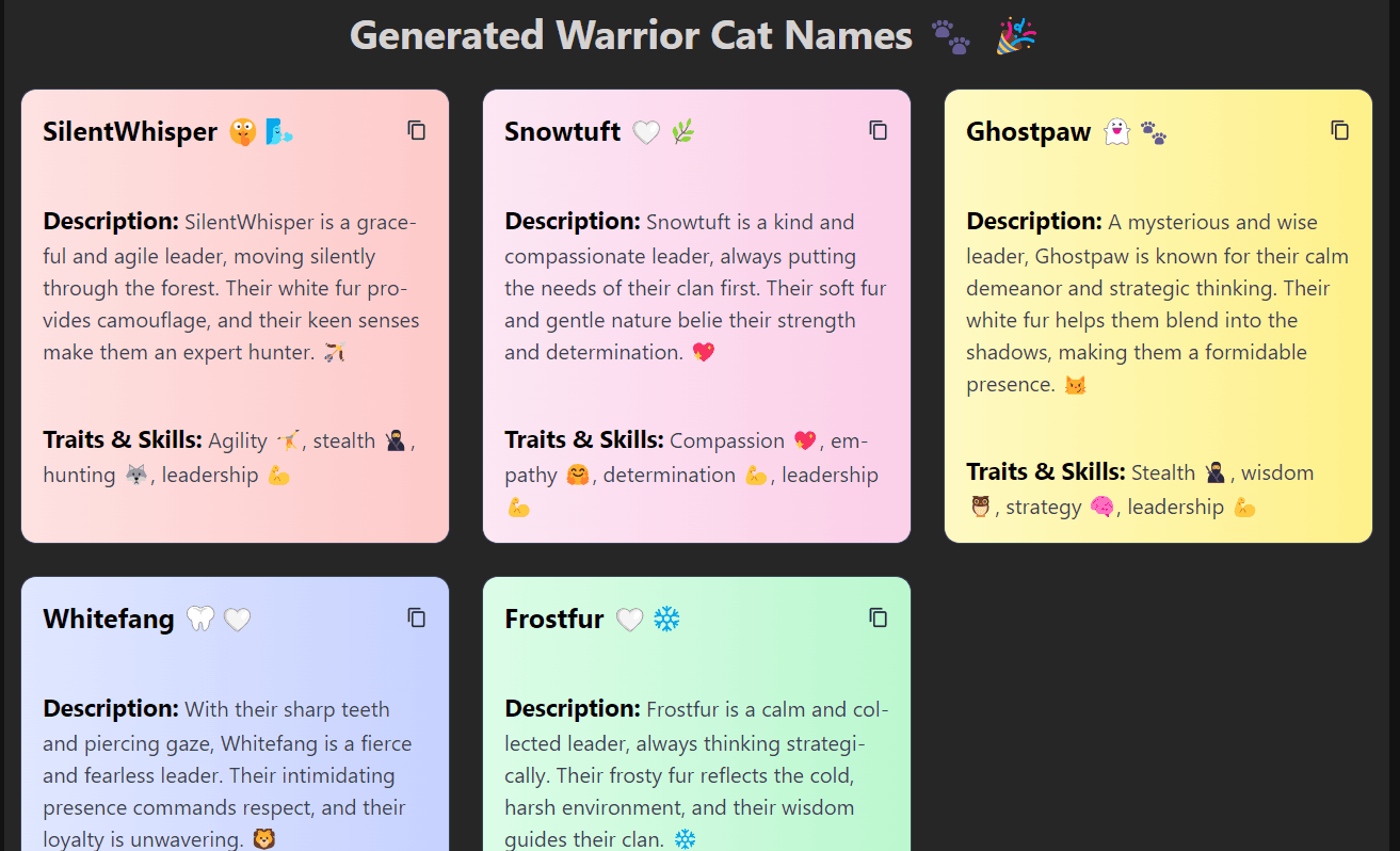 Warrior Cat Name Generator