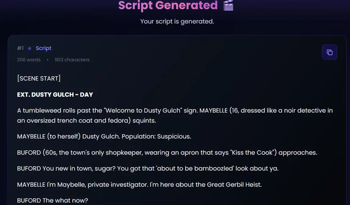 AI Movie Script Generator| Random Script Generator AI | Screen Play Generator And Script Generator- Repixify