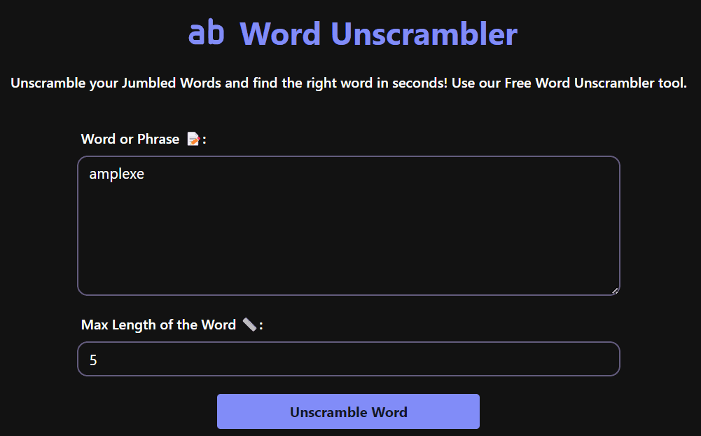 Words In A Word Solver