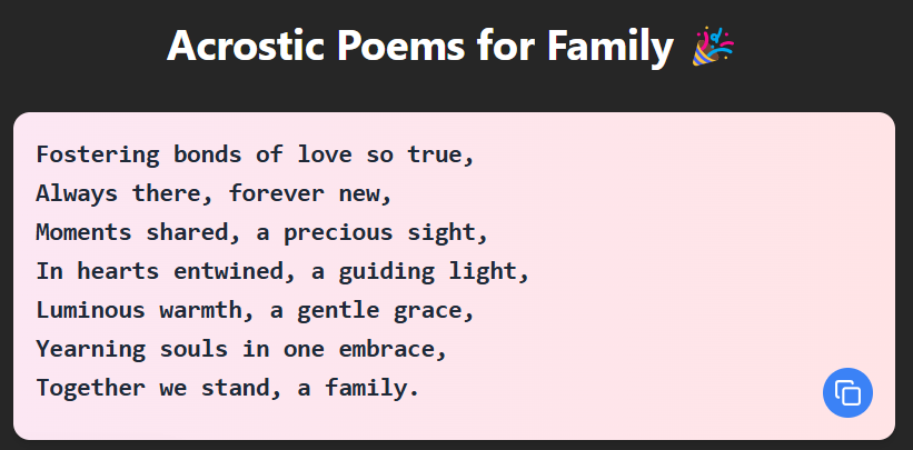 Acrostic Poem Generator
