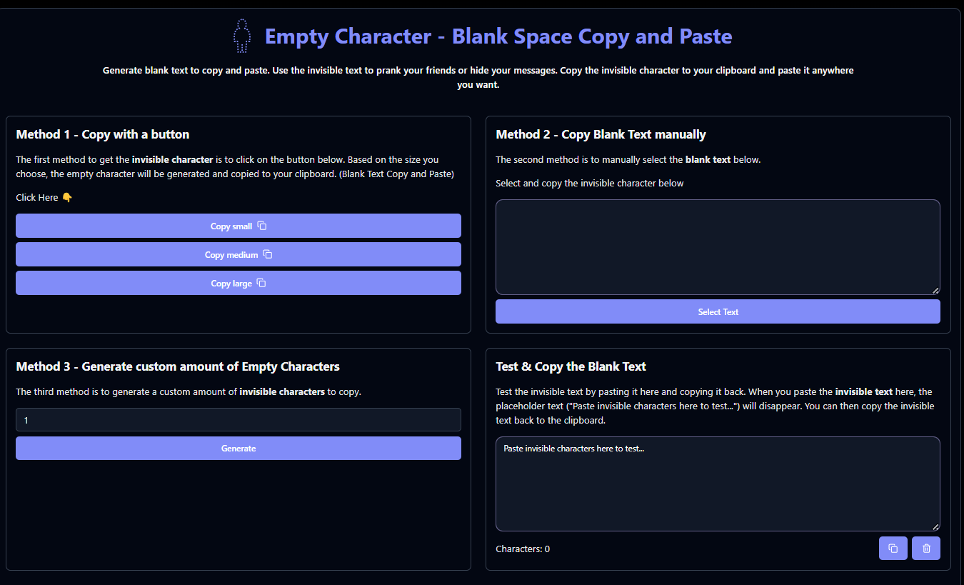 Image of Invisible Character Generator (ㅤ) - Blank Text Copy and Paste
