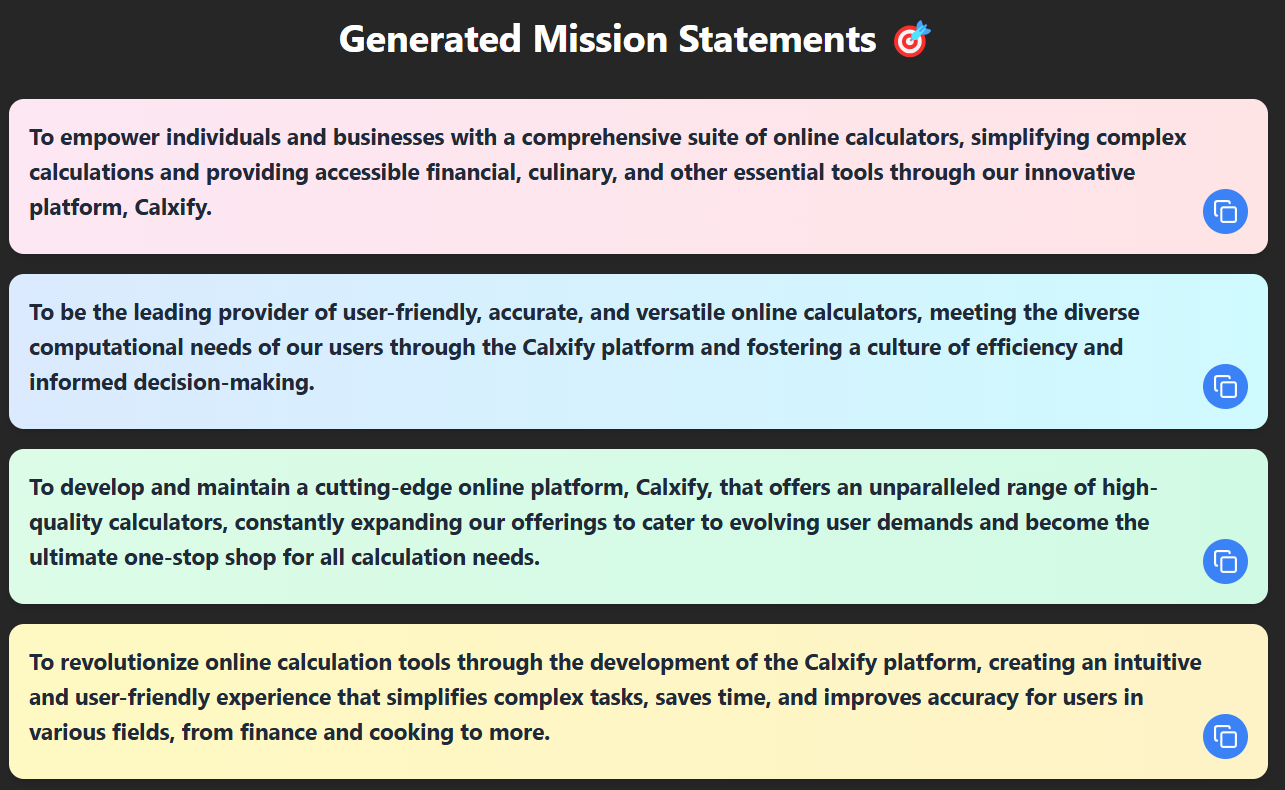 Mission Statement Generator