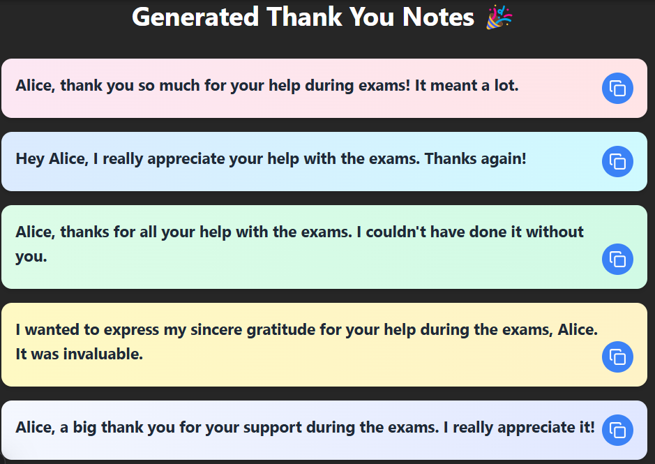 Thank you Note Generator