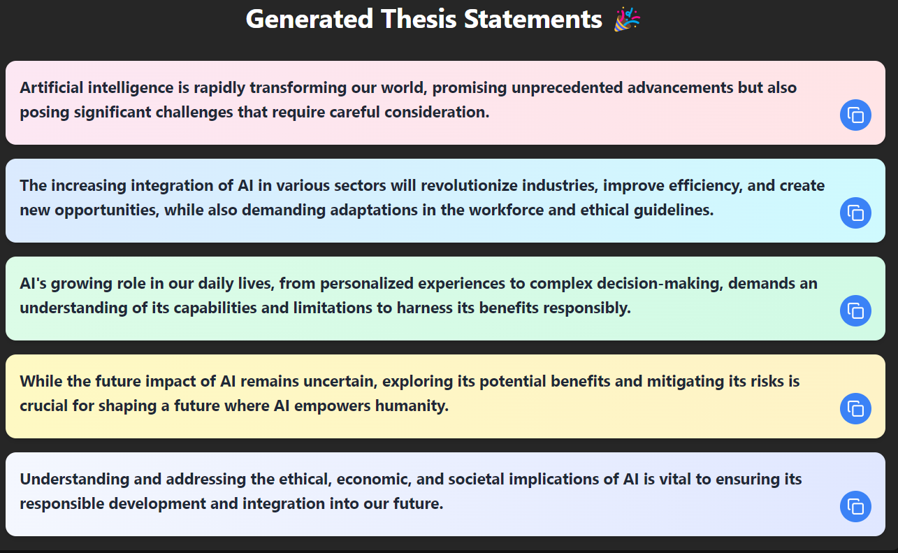 Thesis Statement Generator Output