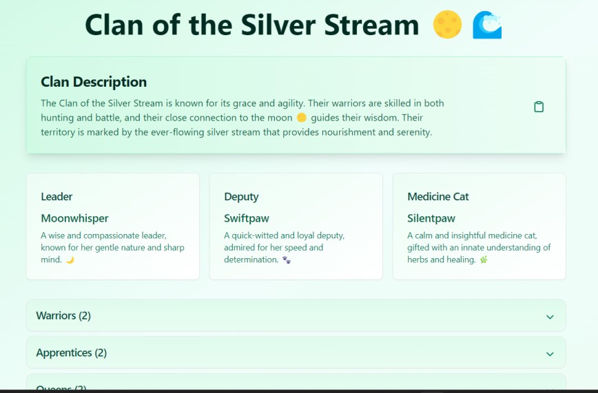 Warrior Cat Clan Name Generator