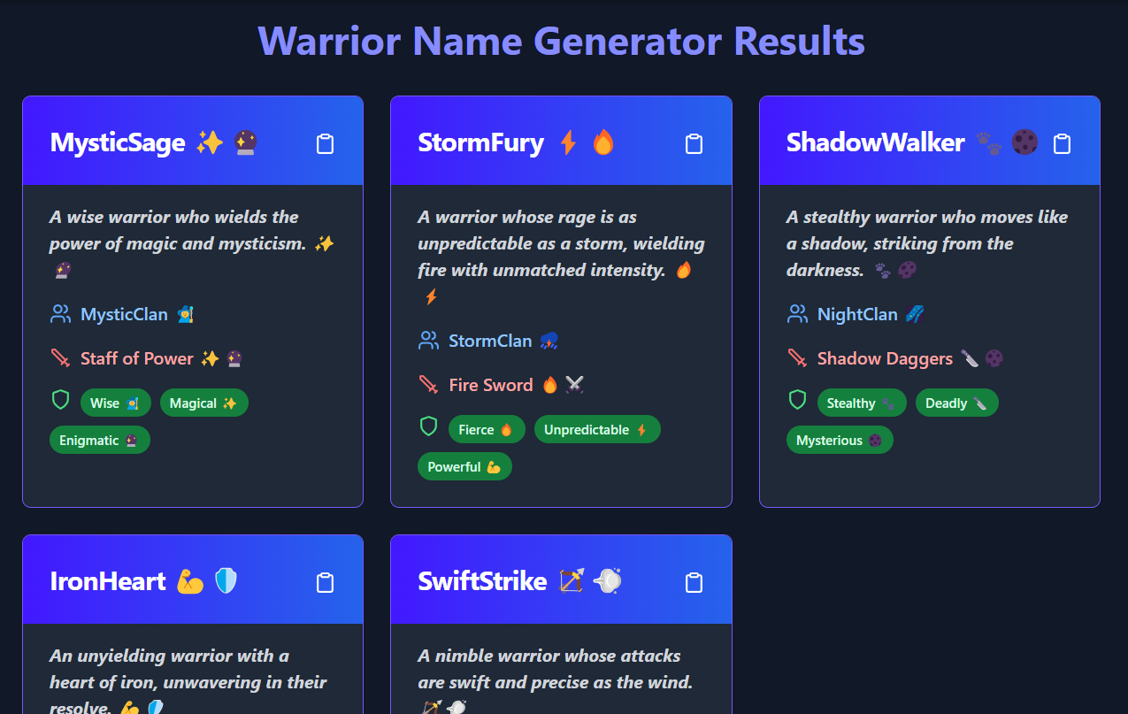 Warrior Name Generator
